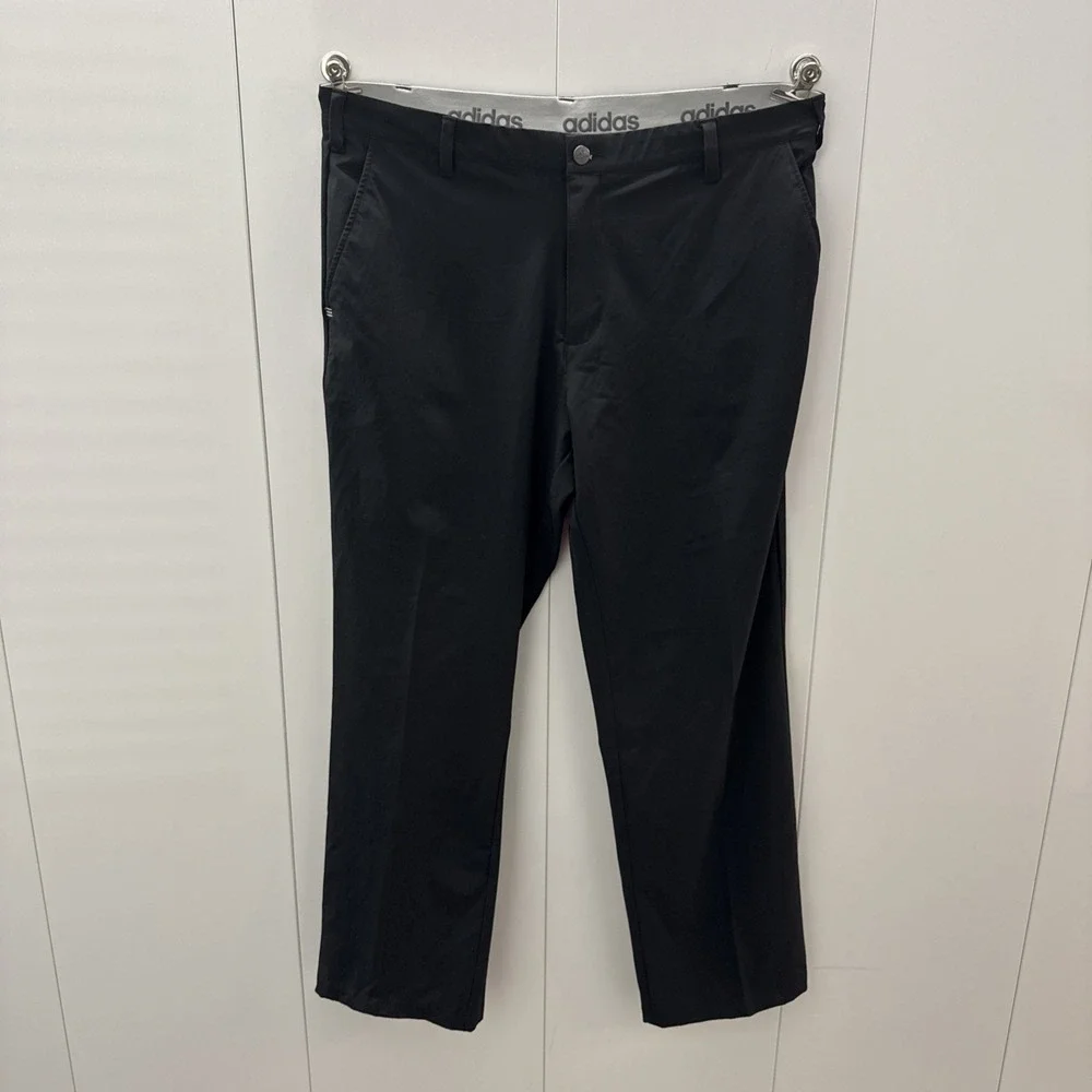 Adidas Men's Black Golf Pants Flat Front Gripper Waistband 38x30